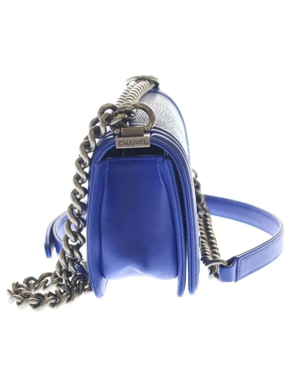 Chanel Boy CC Logo Chain Shoulder Vintage Blue